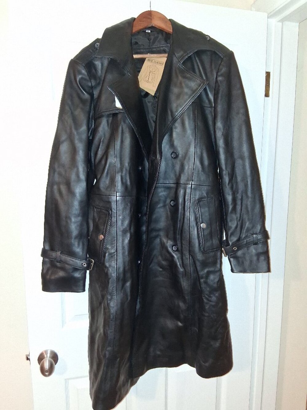 Real Leather Trenchcoat, Women's Full Grain, Auguster Punisher Medium